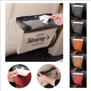 Magnetic Leather Car Trash Bag with LED Light